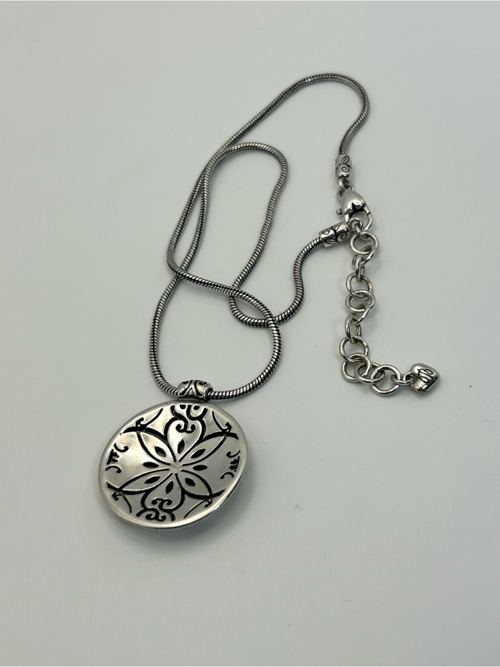 Brighton Florencia Pendant Necklace 18" Silver Plated Clear Crystal Floral - Picture 6 of 10